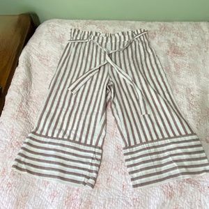 Derek Heart Belted Red/Brown & White Striped Pants - 2X